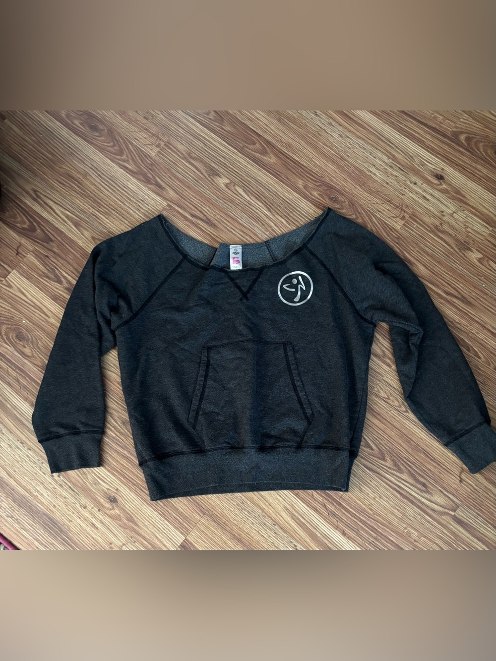 Zumba Fitness Black Scoop-Neck Cropped Sweatshirt